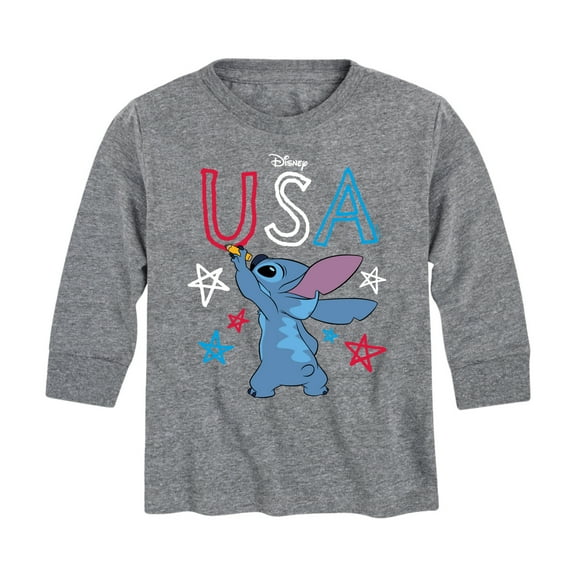 Lilo & Stitch - USA Stitch Drawing - Youth Long Sleeve Graphic T-Shirt