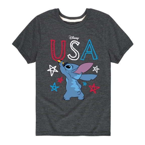 Lilo & Stitch - USA Stitch Drawing - Youth Short Sleeve Graphic T-Shirt