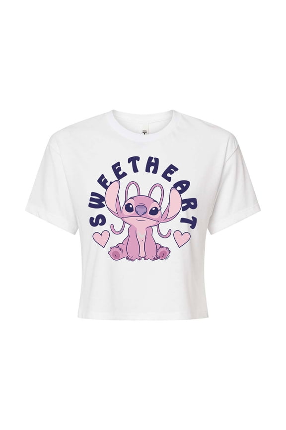 - Valentine's Day Angel Sweetheart - Juniors Cropped Cotton Blend T-Shirt