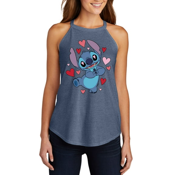 Lilo & Stitch - Valentine's Day Heart Eyes Stitch - Juniors High Neck Tank Top