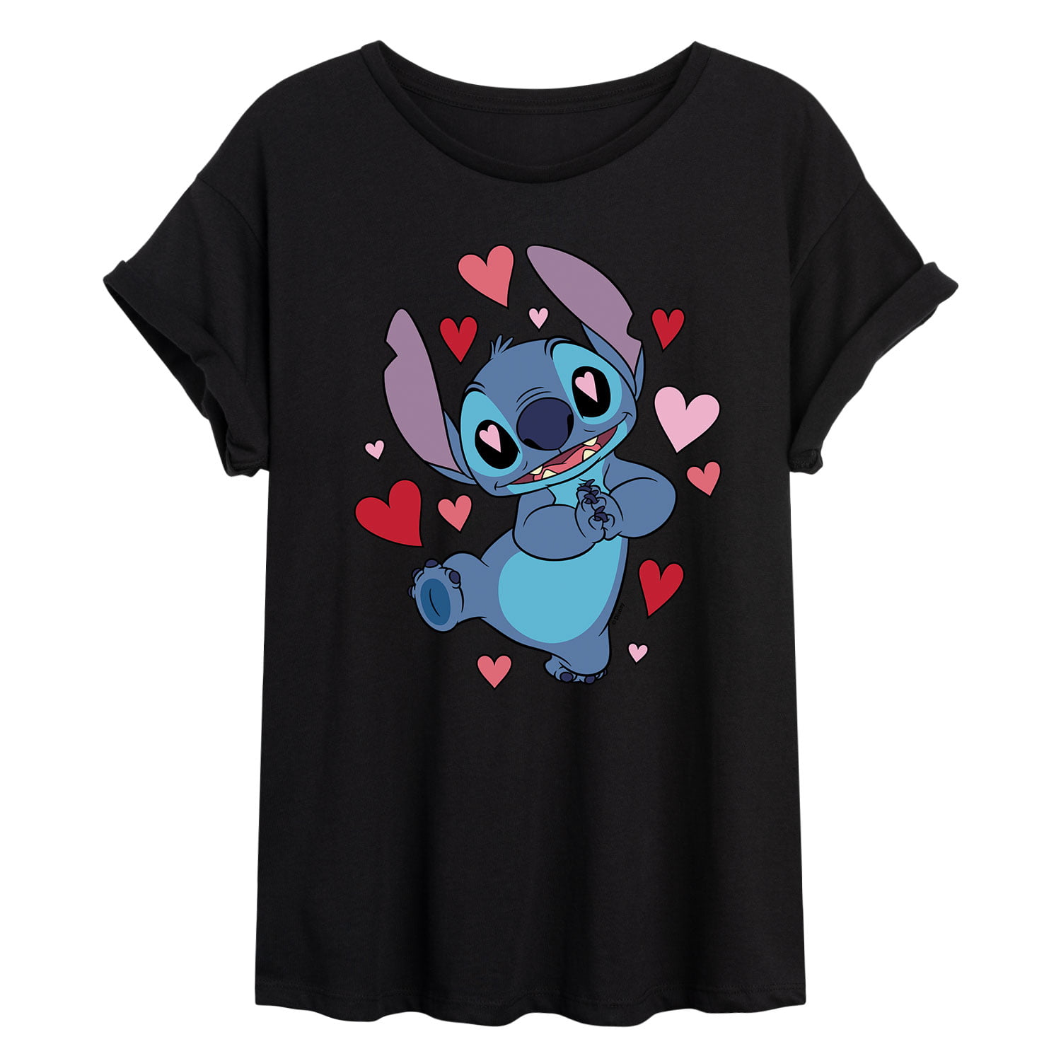 Lilo & Stitch - Valentine\'s Day Heart Stitch T-Shirt - Muscle Juniors Flowy Ideal Eyes