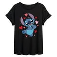 thumbnail image 1 of Lilo & Stitch - Valentine's Day Heart Eyes Stitch - Women's Oversized T-Shirt, 1 of 5