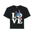 thumbnail image 1 of Lilo & Stitch - Valentine's Day Love Cupid Stitch - Juniors Cropped Cotton Blend T-Shirt, 1 of 5