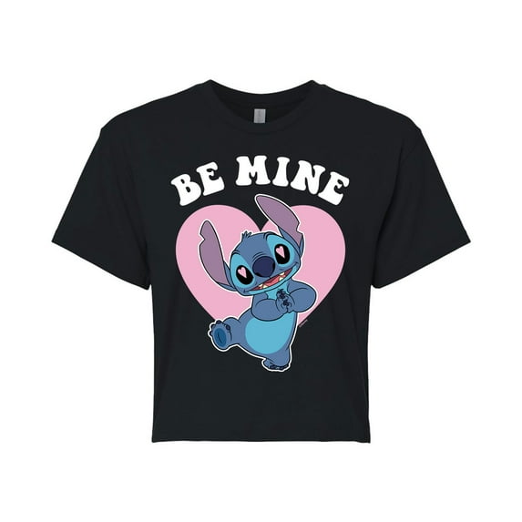 Lilo & Stitch - Valentine's Day Stitch Be Mine - Juniors Cropped Cotton Blend T-Shirt