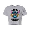 thumbnail image 1 of Lilo & Stitch - Valentine's Day Stitch Has a Piece of My Heart - Juniors Cropped Cotton Blend T-Shirt, 1 of 5