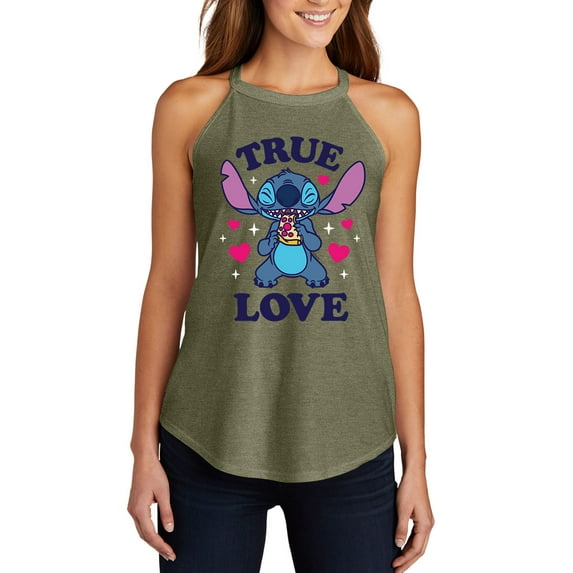 Lilo & Stitch - Valentine's Day Stitch True Love Pizza - Juniors High Neck Tank Top