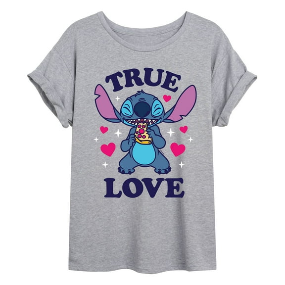 Lilo & Stitch - Valentine's Day Stitch True Love Pizza - Women's Oversized T-Shirt