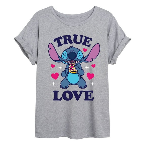 Lilo & Stitch - Valentine's Day Stitch True Love Pizza - Women's Oversized T-Shirt