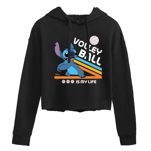 Lilo & Stitch - Volleyball Is My Life - Juniors Cropped Fleece Hoodie Sweatshirt