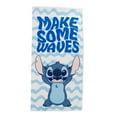 thumbnail interactive-video image 1 of Lilo & Stitch Waves 28" x 58" Kids Beach Towel, Cotton, Blue, Disney, 1 of 11