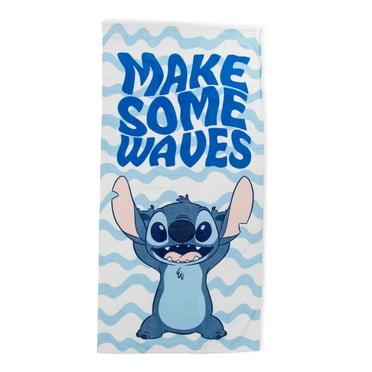 Lilo & Stitch Waves 28" x 58" Kids Beach Towel, Cotton, Blue, Disney
