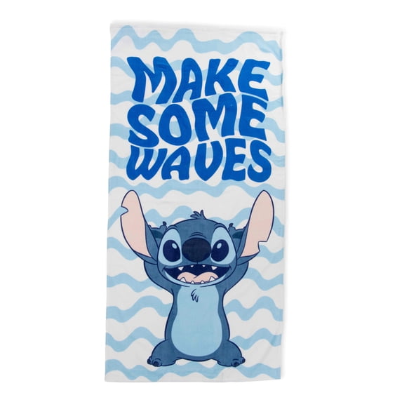 Lilo & Stitch Waves 28" x 58" Kids Beach Towel, Cotton, Blue, Disney