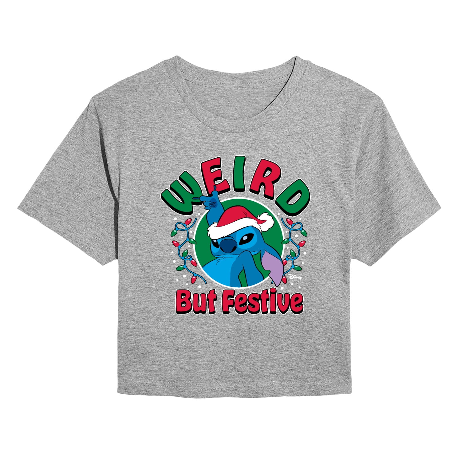Lilo & Stitch - Weird But Festive Stitch - Juniors Cropped Graphic T ...