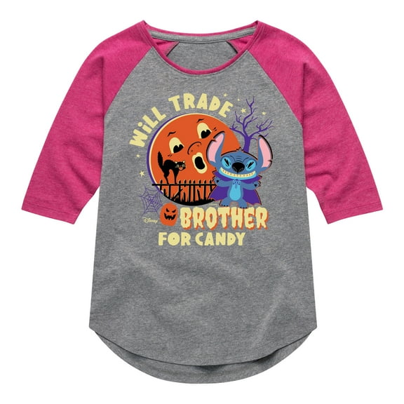 Lilo & Stitch - Will Trade Brother For Candy - Toddler And Youth Girls Raglan Graphic T-Shirt