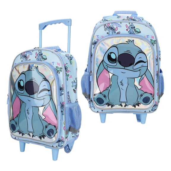 Lilo & Stitch Winking Stitch 16" Rolling Backpack for School and Travel