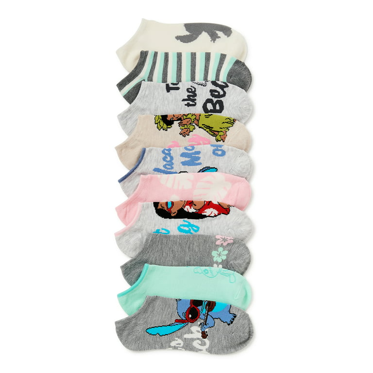 Lilo & Stitch Women's No Show Socks, 10-Pack 