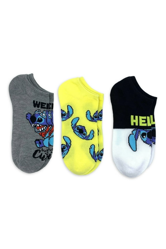 Lilo & Stitch Women's Print No Show Socks, 3-Pack, Shoe Size 4-10