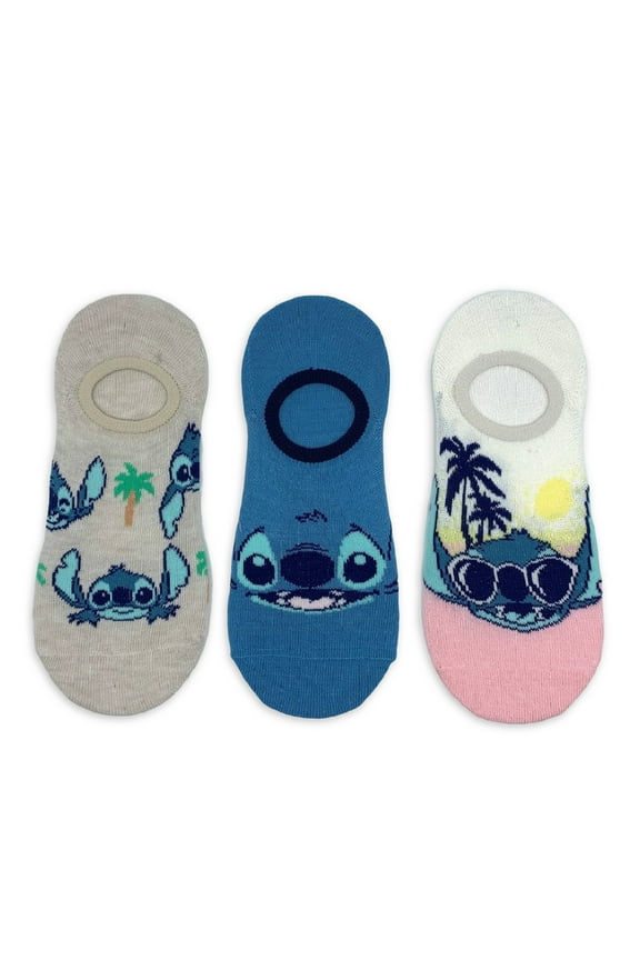 Lilo & Stitch Women's Print Stay Put Liner Socks, 3-Pack, Shoe Size 4-10