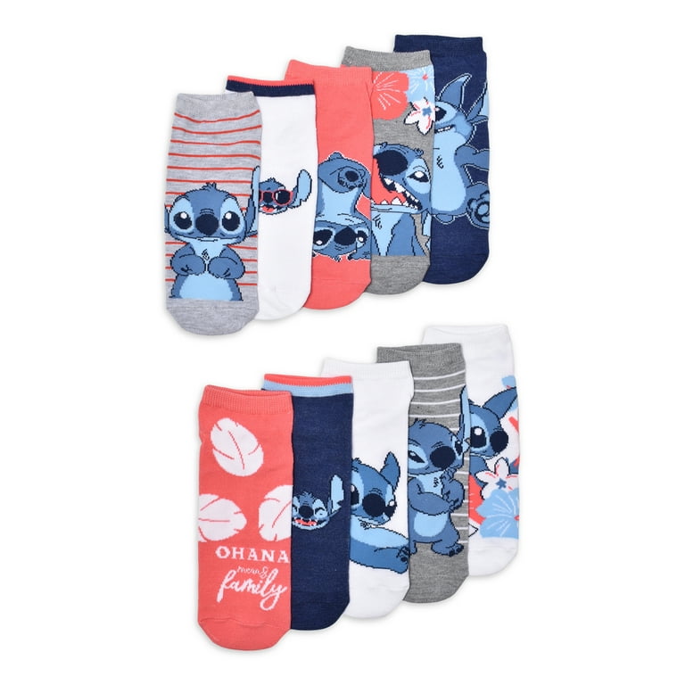 Lilo & Stitch Women’s Stitch Low Cut Socks, 10-Pack, Shoe Sizes 4-10