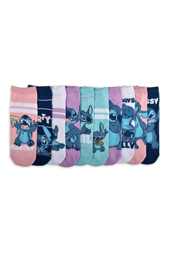 Lilo & Stitch Womens Stitch Moods Low Cut Socks, 10-Pack, Size 4-10