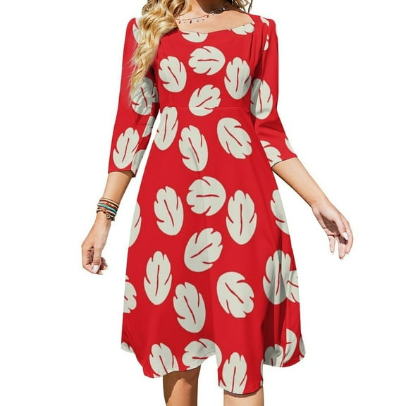 Lilo Tropical Leaves Pattern Dress Summer Dresses Woman Street Style Big Size Casual Dress