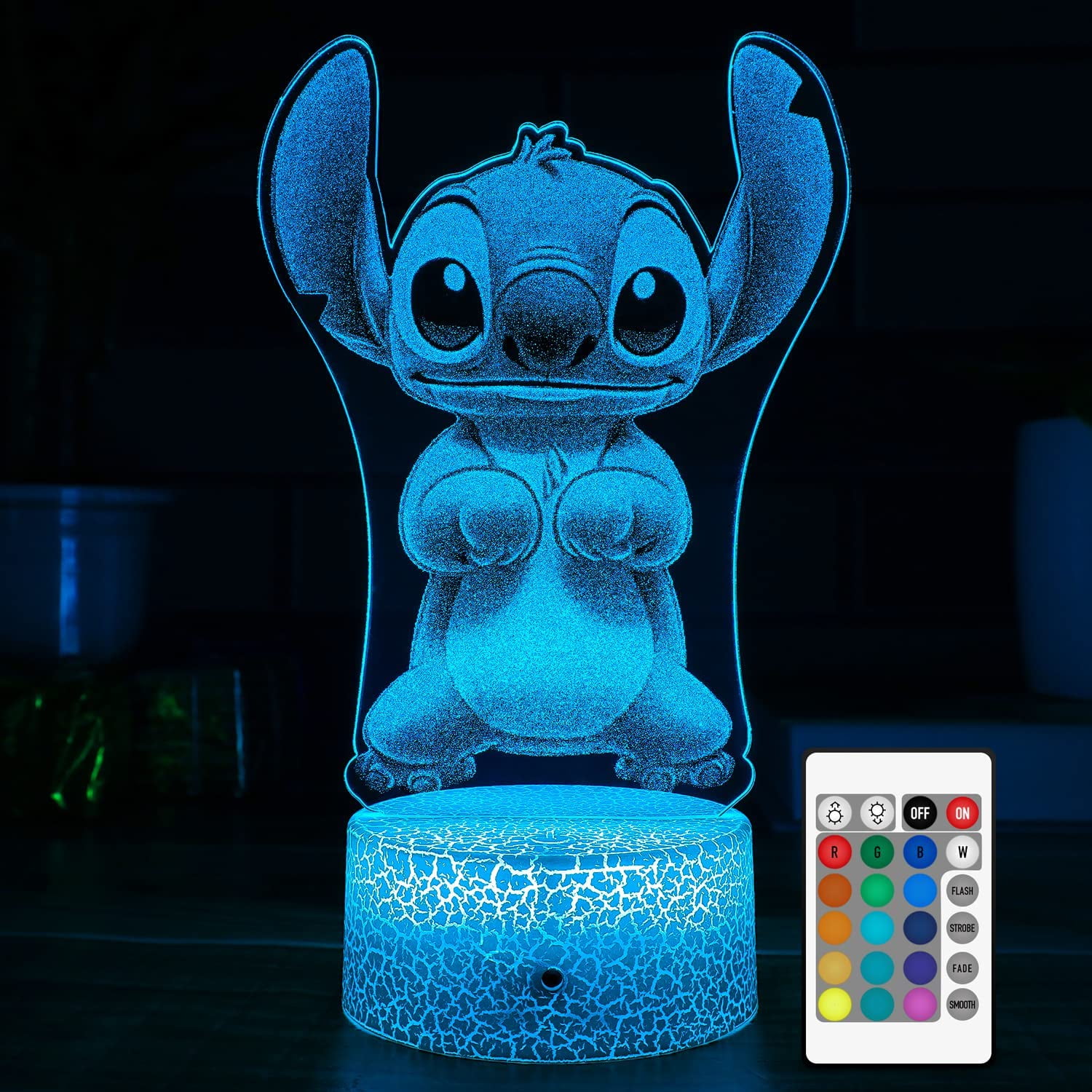 Lilo and Stitch 3D LED Night Light | Remote Control | 7 Colors + 16 ...
