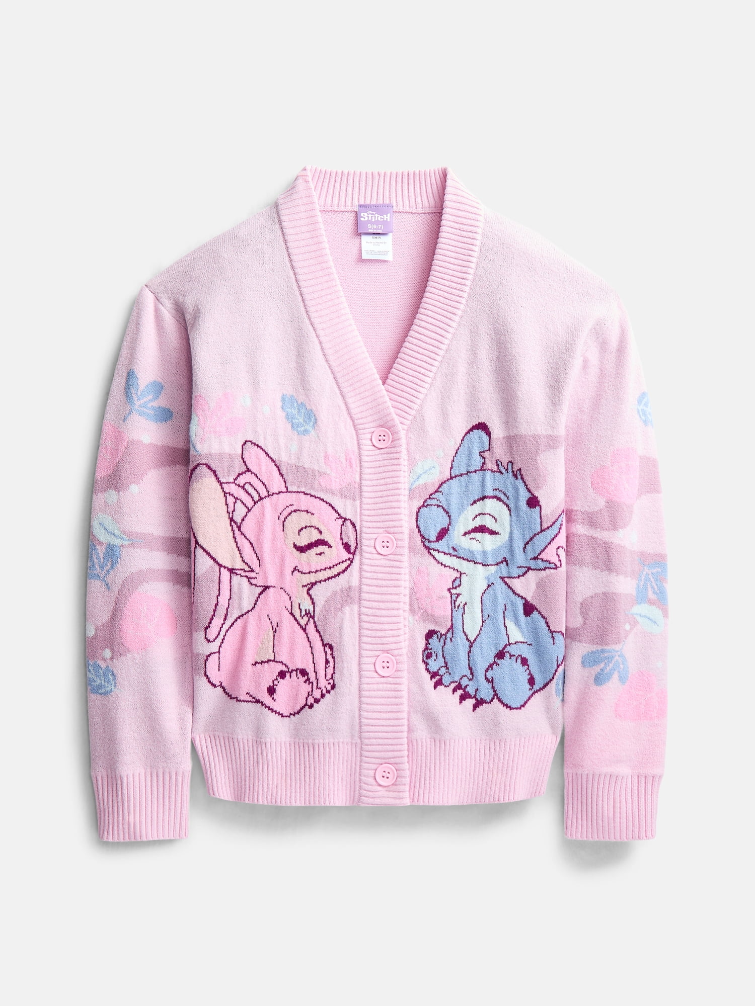 Lilo and Stitch Girls Graphic Cardigan with Long Sleeves, Sizes 4-16