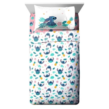 Lilo and Stitch Hawaiian Denim Kids 3-Piece Twin Sheet Set, Microfiber, Pink, Disney