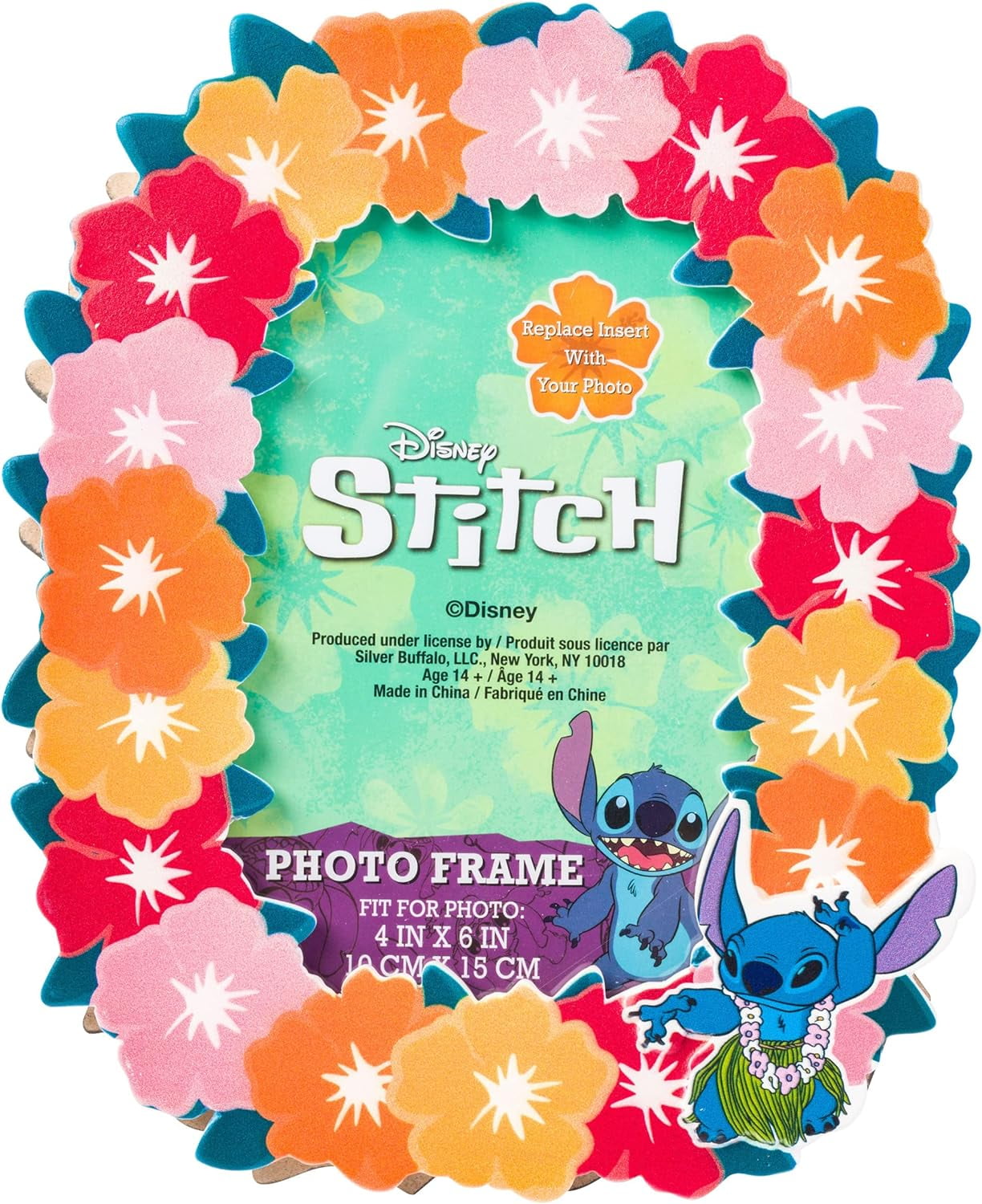 Lilo and Stitch Hibiscus Resin Floral Photo Frame, 4 x 6 Inches