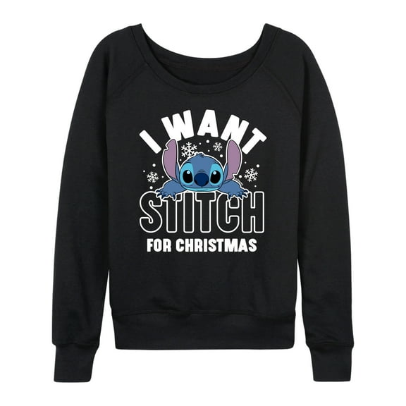 Lilo and Stitch - I Want A Stitch For Christmas - Women's Lightweight French Terry Pullover