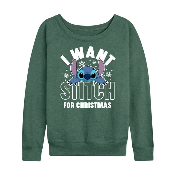 Lilo and Stitch - I Want A Stitch For Christmas - Women's Lightweight French Terry Pullover