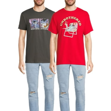 Lilo and Stitch Men's & Big Men's Stitch Unbothered and Coffee Graphic Tees, 2-Pack, Sizes S-3XL