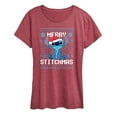 thumbnail image 1 of Lilo & Stitch - Merry Stitchmas Christmas Cross Stitch - Women's Short Sleeve Graphic T-Shirt, 1 of 5