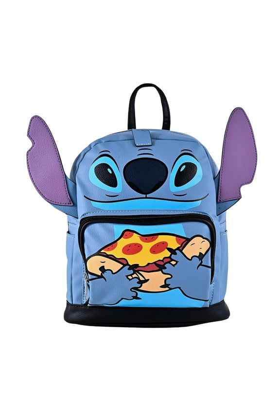 Lilo and Stitch Mini Backpack for Adults and Teens Womens Double Strap Shoulder Bag (Blue Pizza)