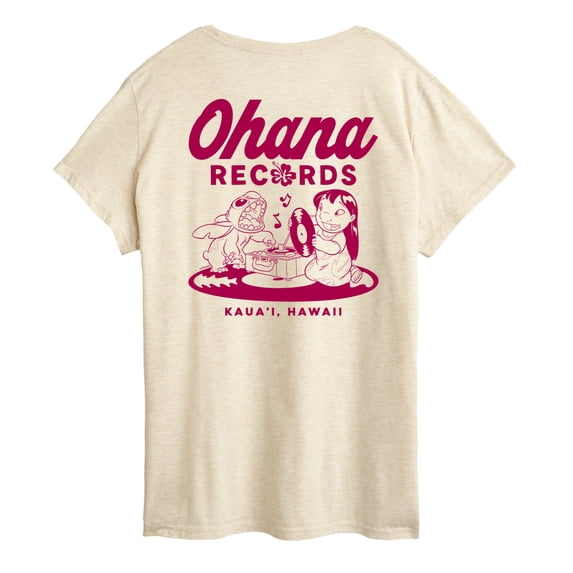 Lilo & Stitch - Ohana Records Women's Short Sleeve Graphic T-Shirt