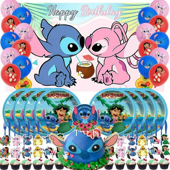Stitch Party Supplies Plates Decorations Birthday Cake Topper Banner Decor Backdrop Balloons
