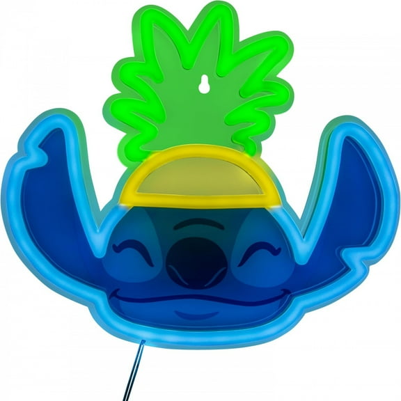 Lilo & Stitch Pineapple LED Neon Wall Light, Officially Licensed Disney Lamp with Power Cord for Home, Bedroom, Living Space, Gift for Movie Fans | Paladone