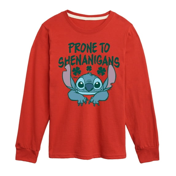 Lilo and Stitch - Prone To Shenanigans - Boys Youth Long Sleeve Graphic T-shirt