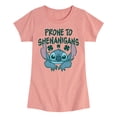 thumbnail image 1 of Lilo and Stitch - Prone To Shenanigans - Girls Youth Fitted Short Sleeve Graphic T-shirt, 1 of 4