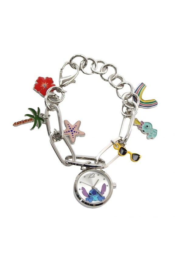 Lilo  and  Stitch Silver Charm Bracelet with Analog Watch