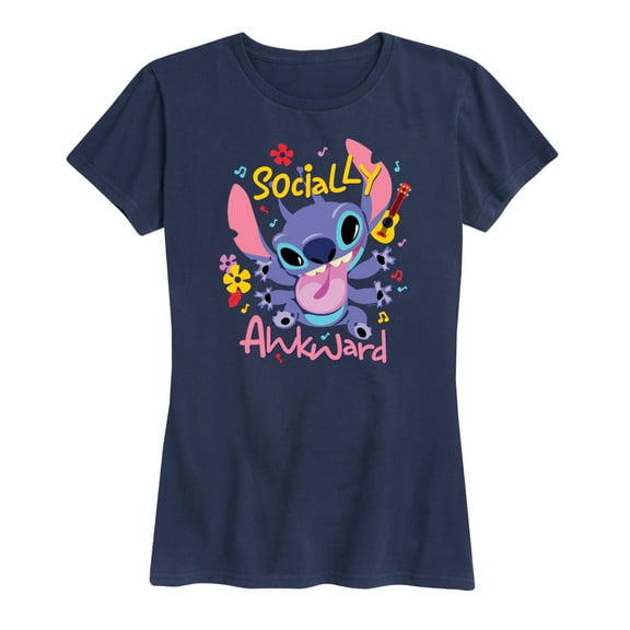 Lilo & Stitch - Socially Awkward Stitch - Women's Short Sleeve Graphic T-Shirt
