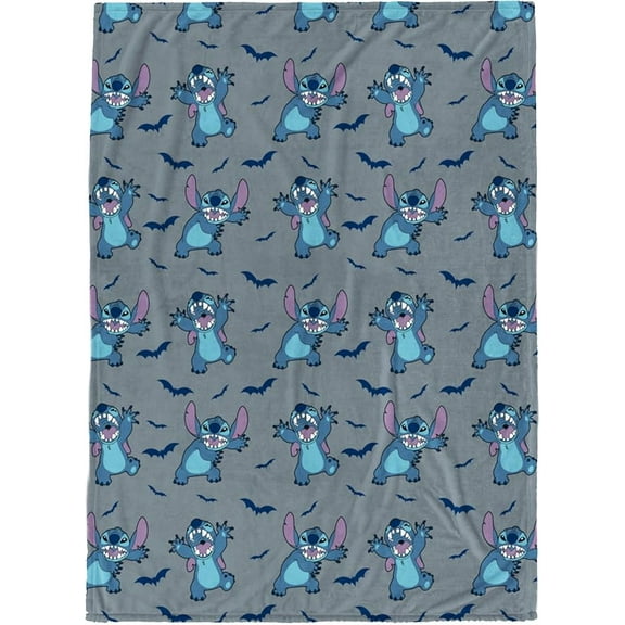 Lilo and Stitch Spooky Bats Halloween Holiday Throw Blanket, 60 x 70
