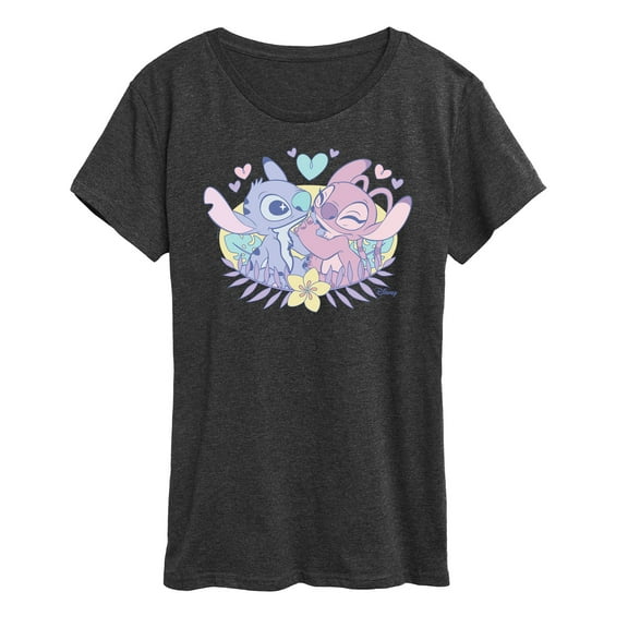 Lilo and Stitch - Stitch And Angel Flower - Women's Short Sleeve Graphic T-Shirt