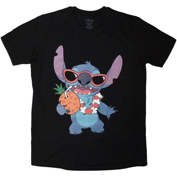 Disney Unisex T-Shirt Lilo & Stitch Stitch Pineapple (Black) (X-Large)