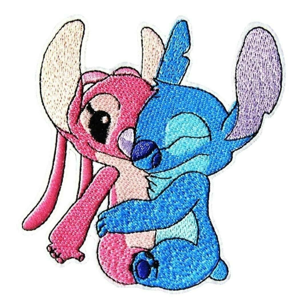 Lilo and Stitch Stitch and Angel 4 Inches Tall Embroidered Iron On Patch