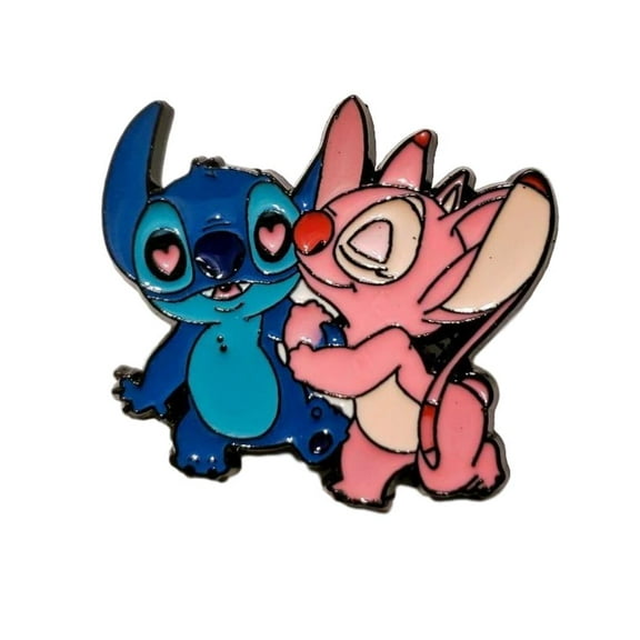 Lilo and Stitch Stitch and Angel Arm and Arm 1.5 Inches Wide Enamel Metal Pin