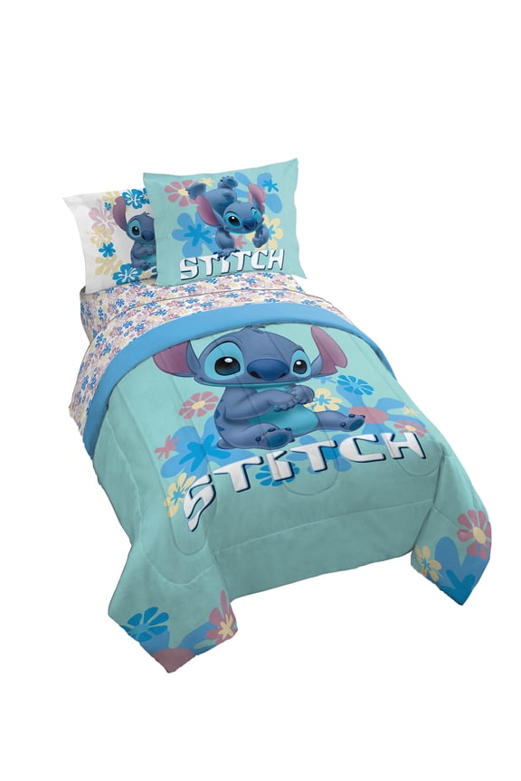 Lilo and Stitch Sweet Stitch 5 Piece Twin Size Kids Comforter Set with Sham - Super Soft Bed Set for Kids
