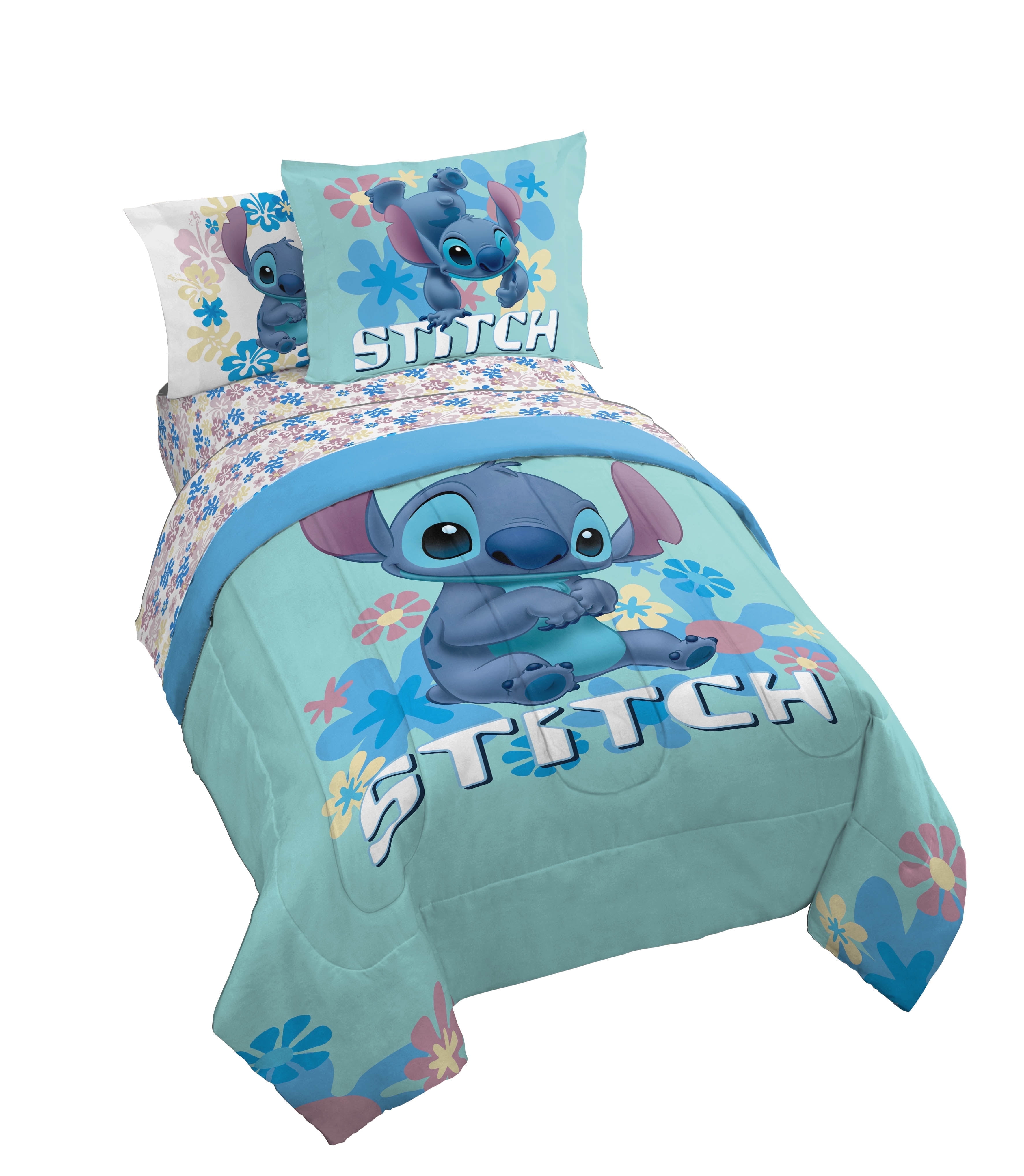 Lilo and Stitch Sweet Stitch 7 Piece Full Size Kids Comforter Set with Shams - Disney Bed Sets for Kids