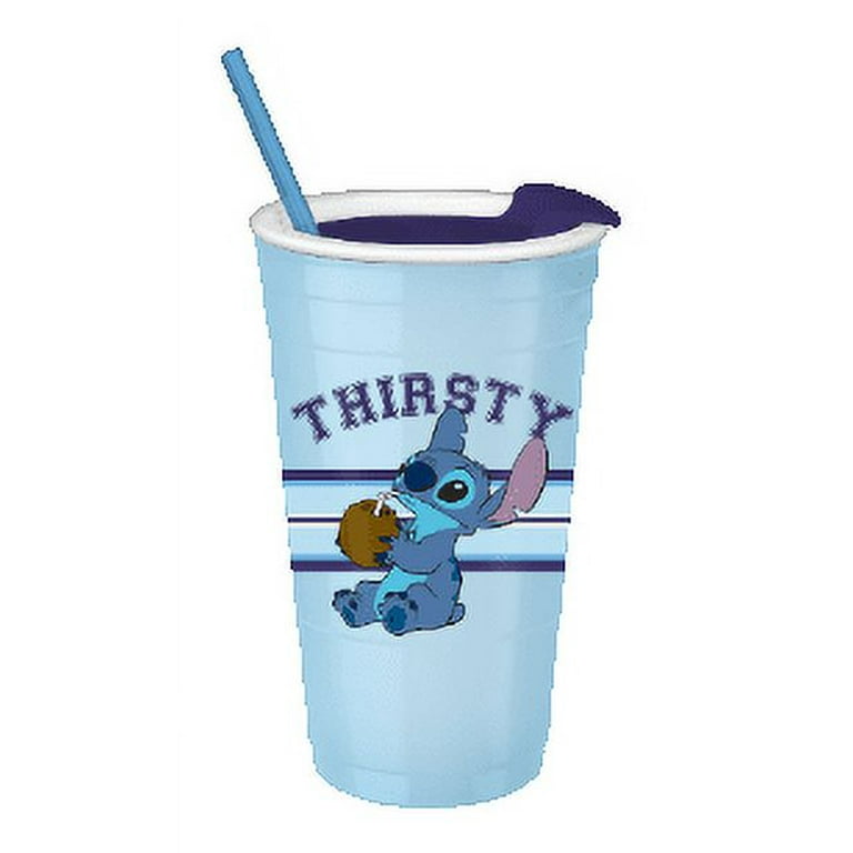 Disney Stitch Ohana Plastic Tumbler with Lid and Straw 32 oz Cup