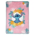 thumbnail image 1 of Lilo and Stitch Tropical Floral Stitch Kids Blanket, 62 x 90, Microfiber, Pink, Disney, 1 of 7